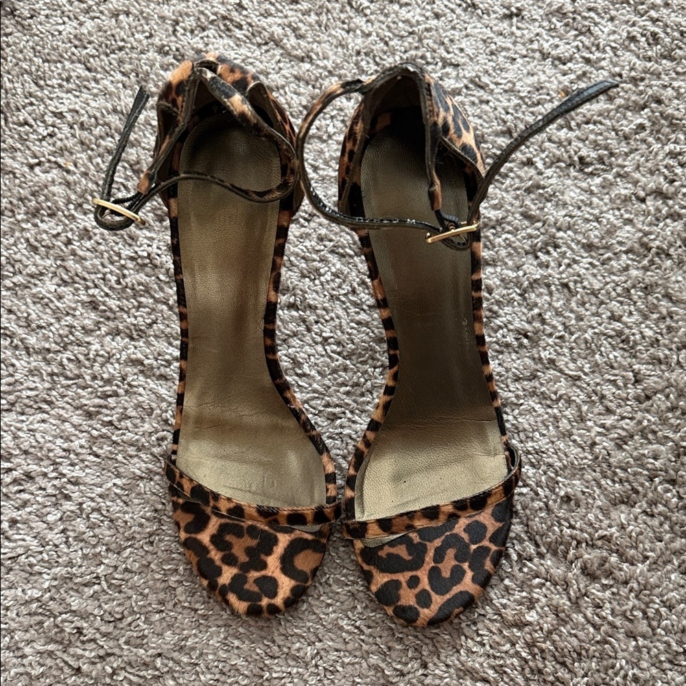Stuart Weitzman animal cheetah print open toe sandals